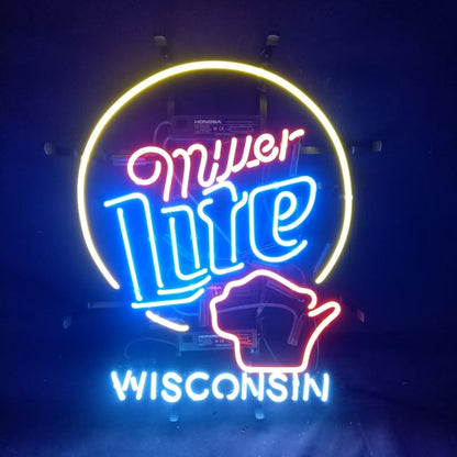 Miller Lite &Wisconsin State Neon Signs Neon Signs Land
