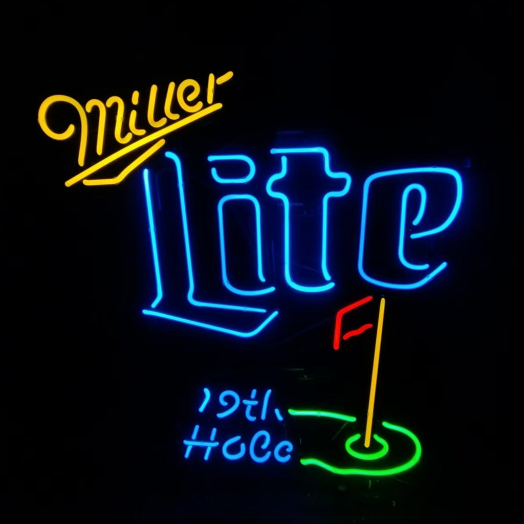 Yellow Miller Lite 19th Hole Neon Signs Neon Signs Land