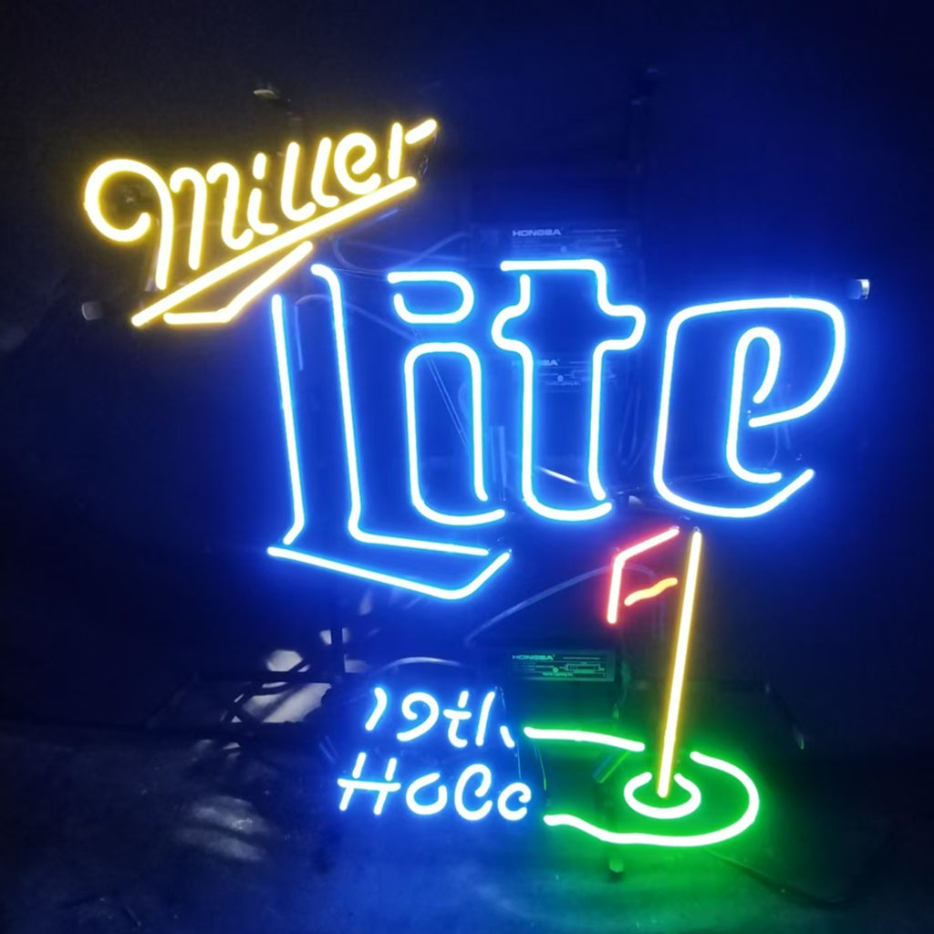Yellow Miller Lite 19th Hole Neon Signs Neon Signs Land