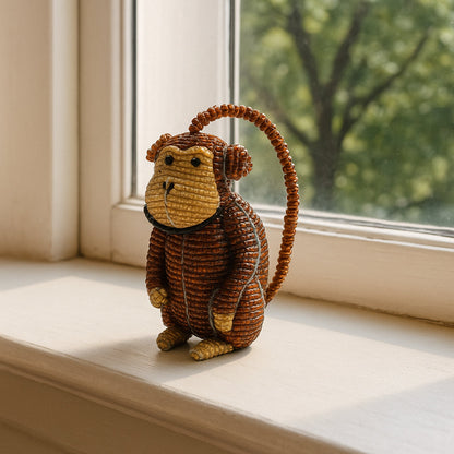 Handmade Beaded Baby Monkey – Haitian Artisan Animal Figurine.