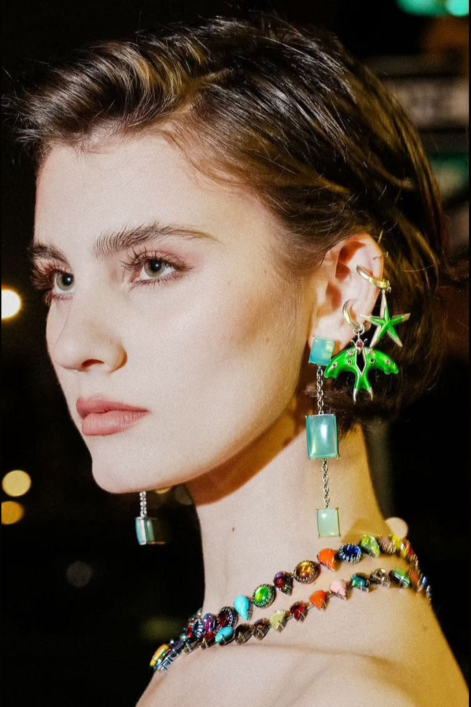 Luna Moth Enamel Ear Cuff (Silver) SHIPS IN APRIL