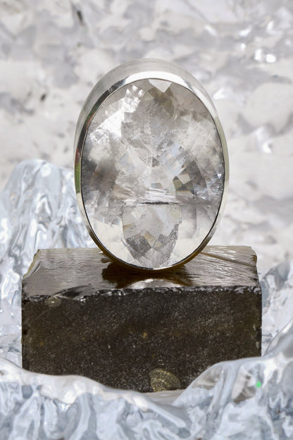 Oval Colossus Ring in Striated Crystal (Silver) SHIPS IN APRIL