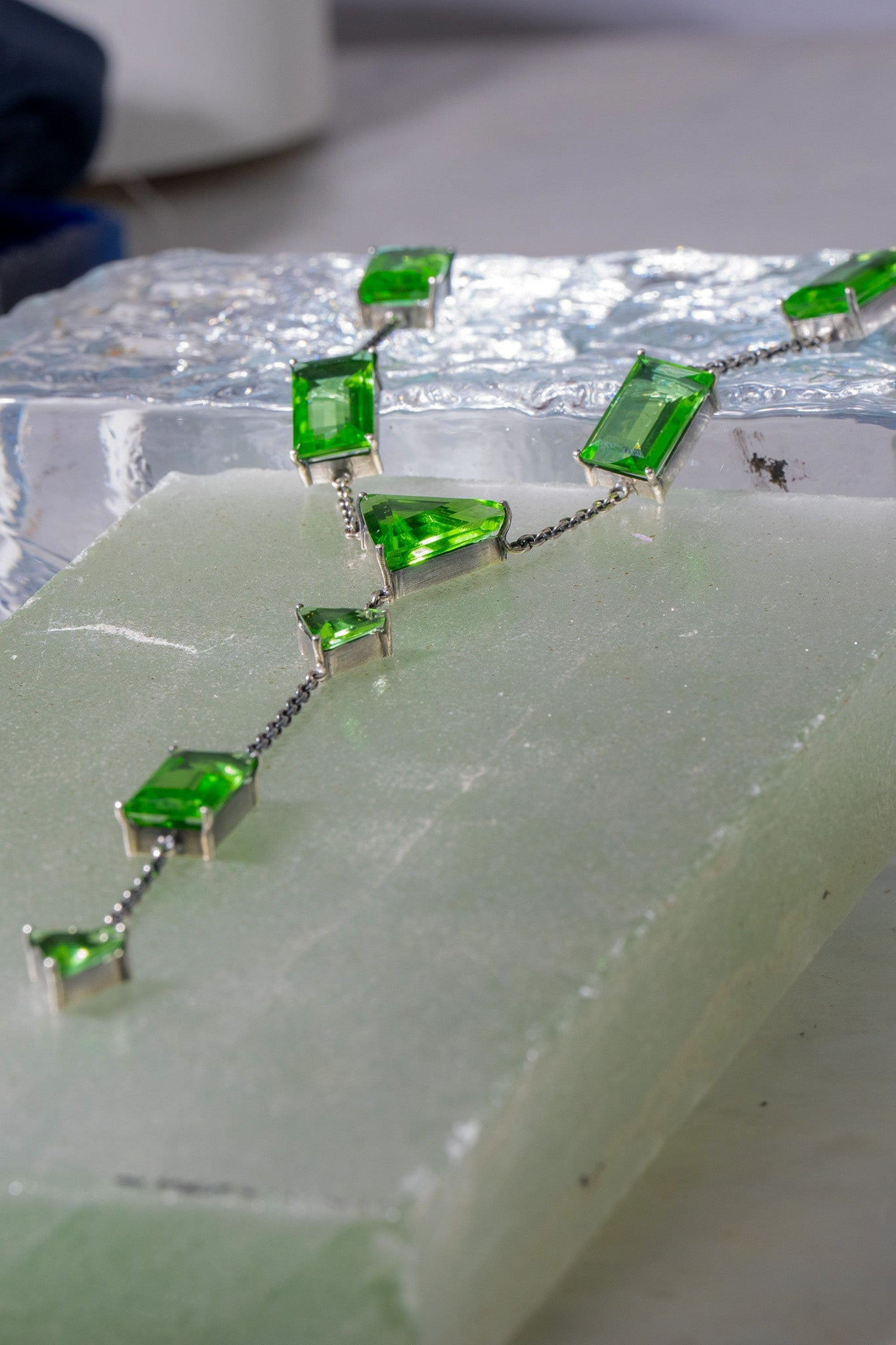 Slink Y-Chain in Green Envy (Silver) SHIPS IN APRIL