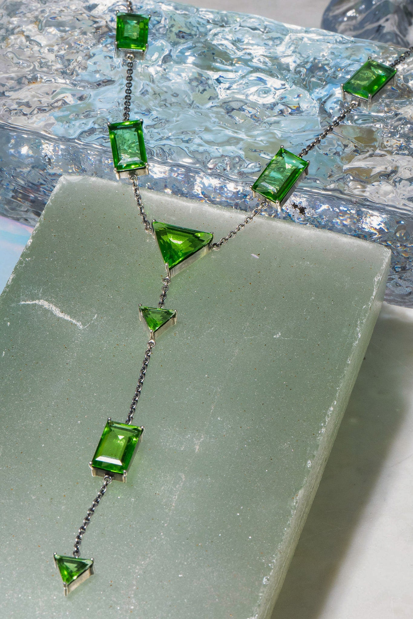 Slink Y-Chain in Green Envy (Silver) SHIPS IN APRIL