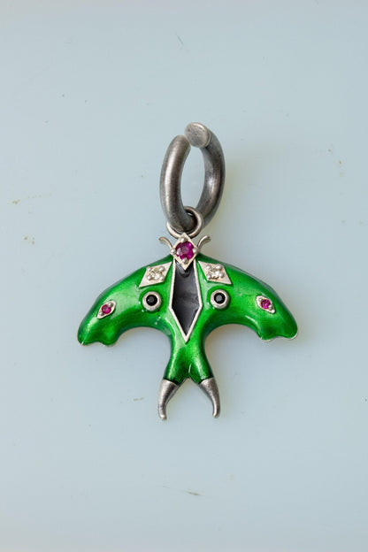 Luna Moth Enamel Ear Cuff (Silver) SHIPS IN APRIL