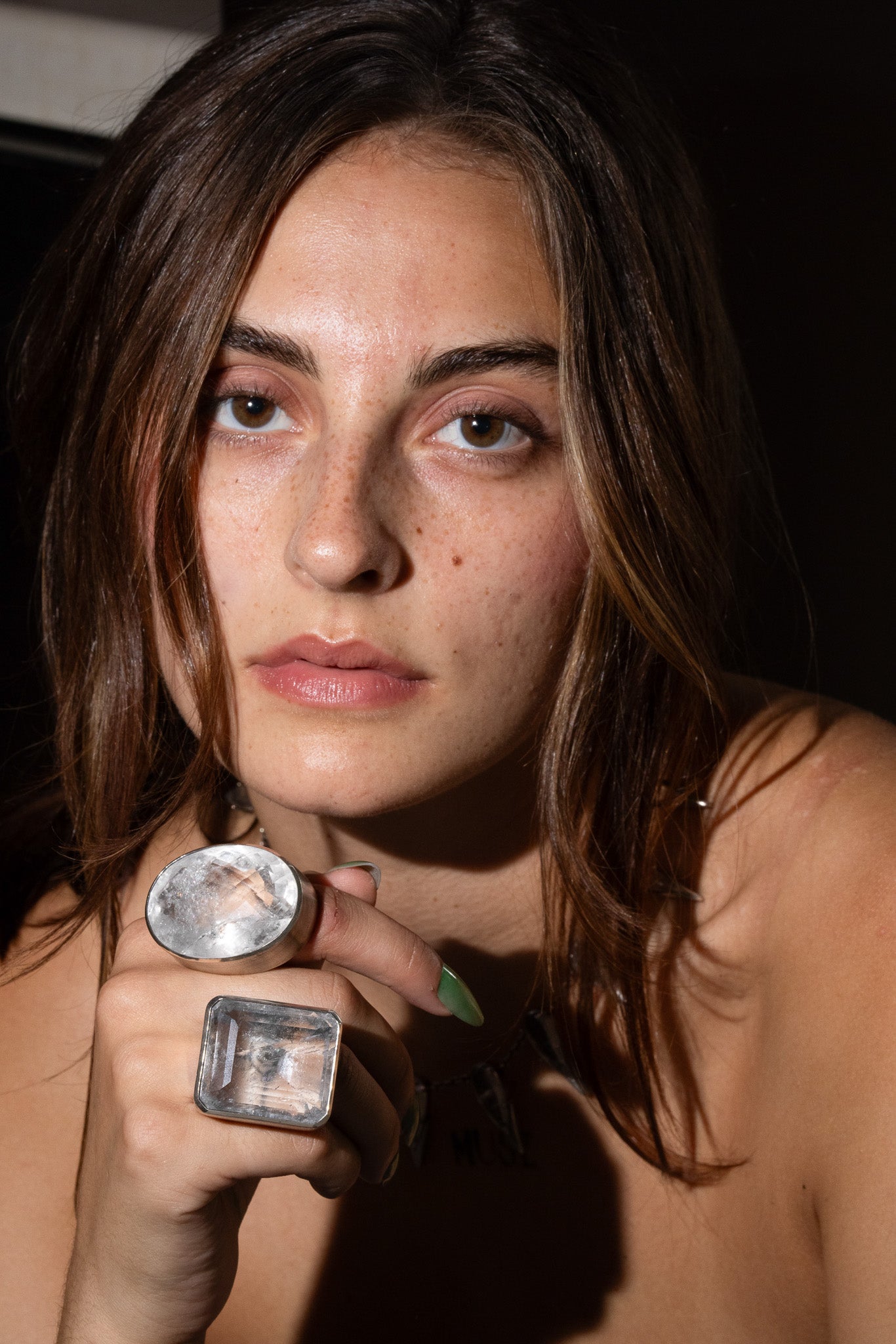 Oval Colossus Ring in Striated Crystal (Silver) SHIPS IN APRIL