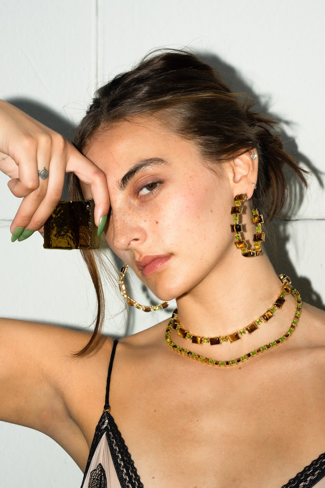 Genuine Tiger Eye And Poison Dart Tennis Necklace (Gold) SHIPS IN APRIL