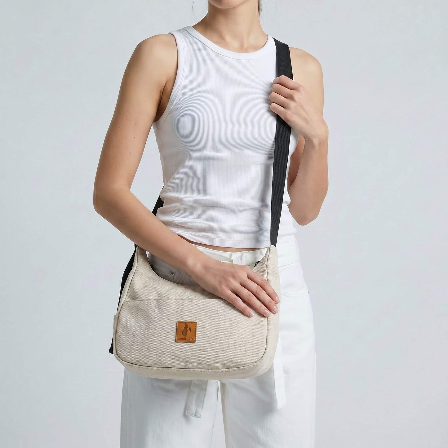 Crossbody Crescent Bag - Canvas Shoulder Bag for Women