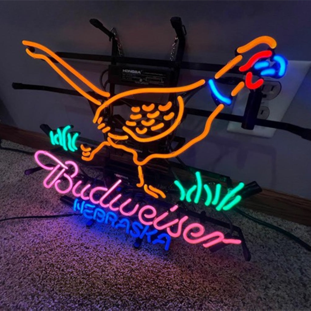 Yellow Pheasant Hunter Budweiser Nebraska Neon Sign Light Neon Signs Land