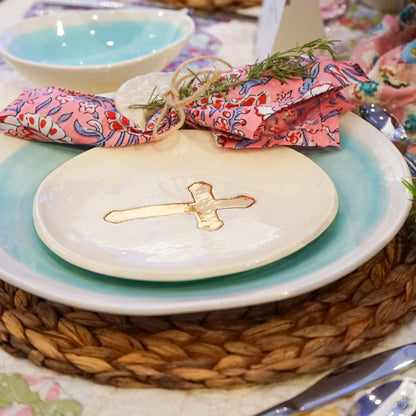 Small Ceramic Gold Leaf Cross Plate