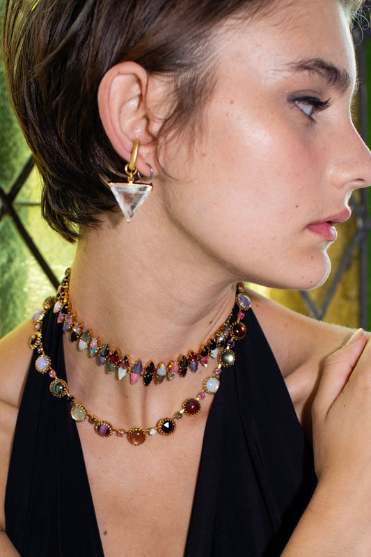 Paint Pot Layering Choker in Punk Rocks (Gold)