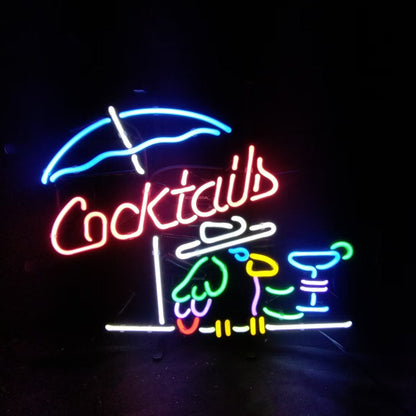 Cocktails with Under Umbrella Parrot Neon Signs Neon Signs Land