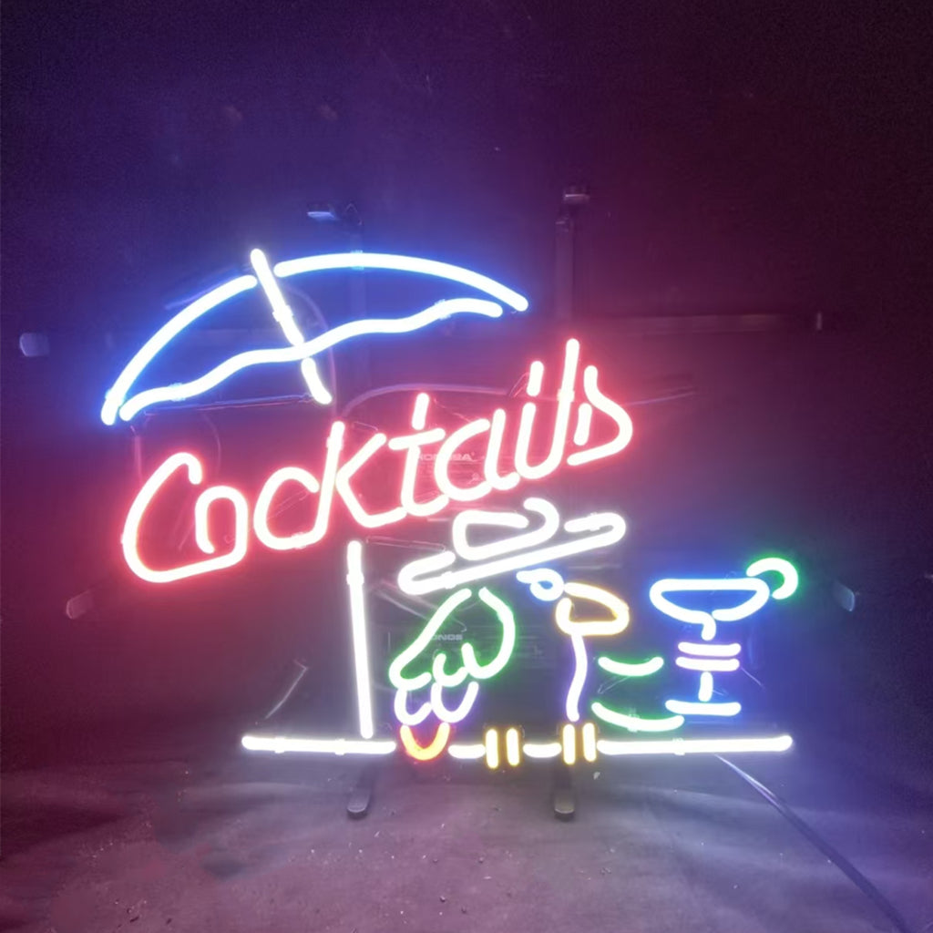 Cocktails with Under Umbrella Parrot Neon Signs Neon Signs Land
