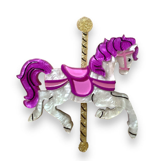 Funfair Carousel Horse Acrylic Brooch by Lipstick & Chrome x Makokot Quirks!