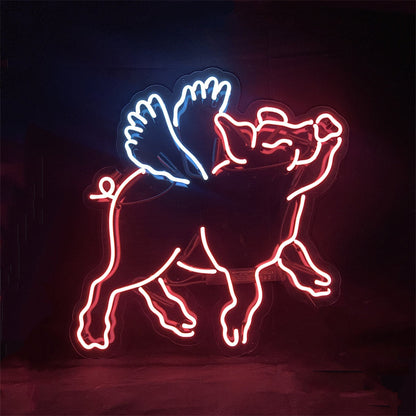 Pink Pig with Wings Neon Signs Neon Signs Land