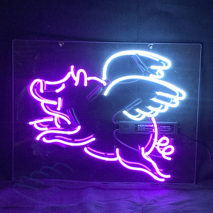 Purple Pig with Wings Neon Signs Neon Signs Land