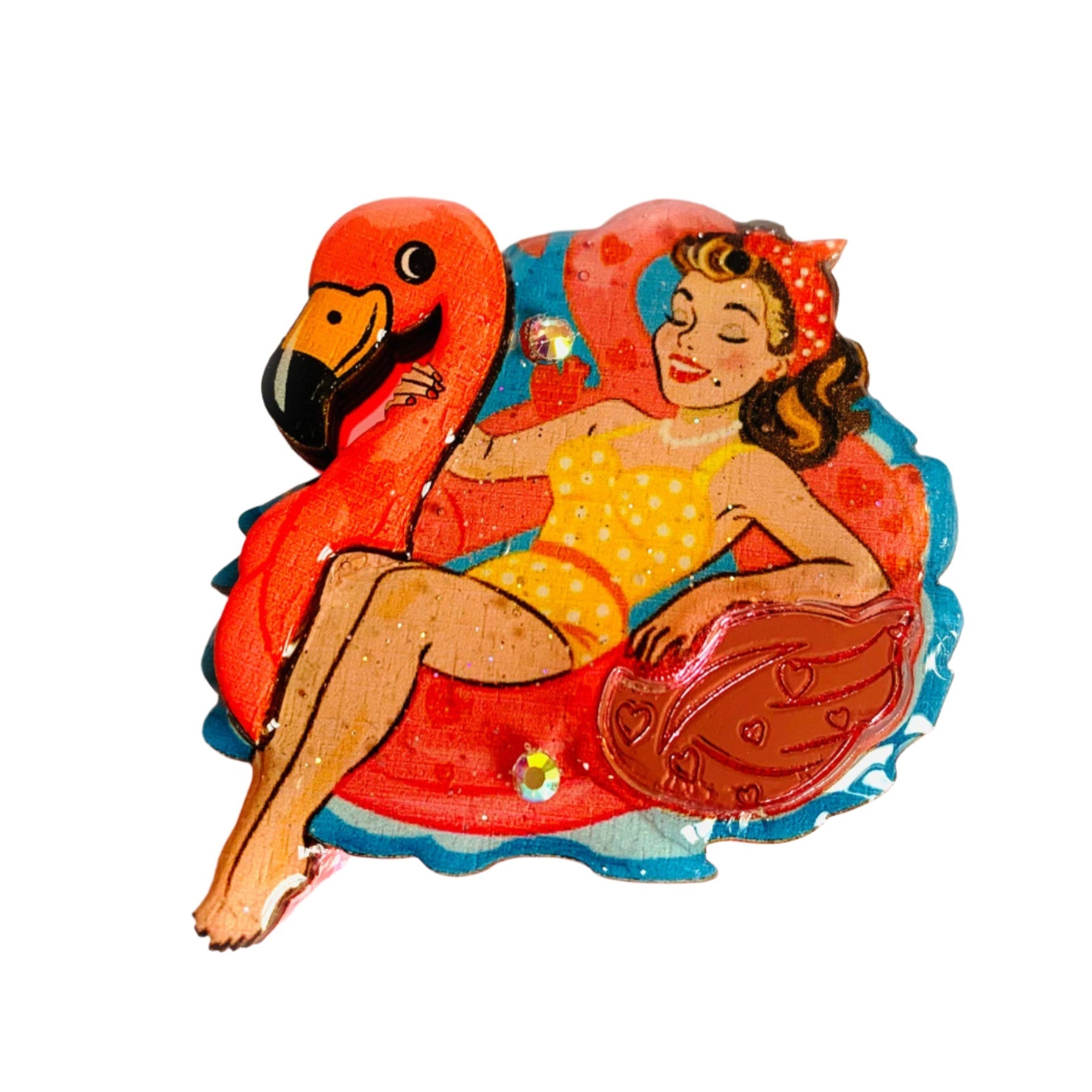 Frankie & the Flamingo Float Brooch by Rosie Rose Parker Quirks!