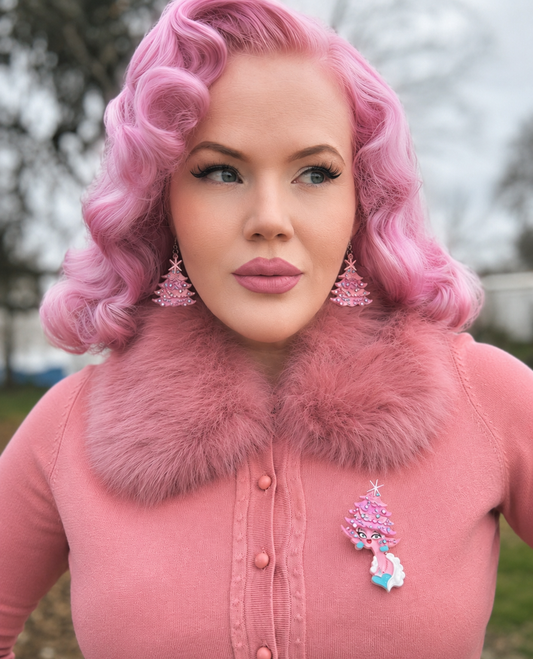 Oh Pinkmas Tree Earrings by Miss Fluff x Lipstick & Chrome