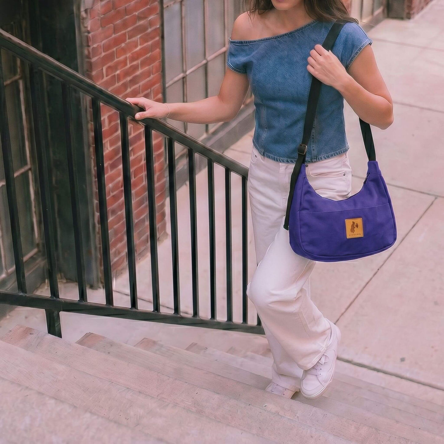 Crossbody Crescent Bag - Canvas Shoulder Bag for Women