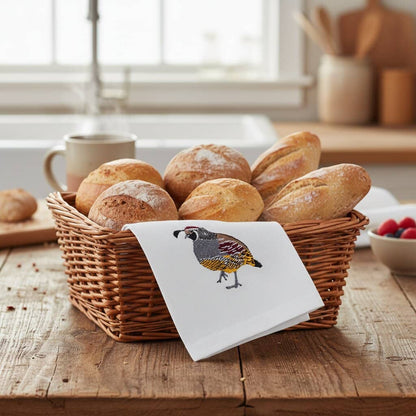 100% Cotton Tea Towels with Bird Embroidery - Kitchen Towels