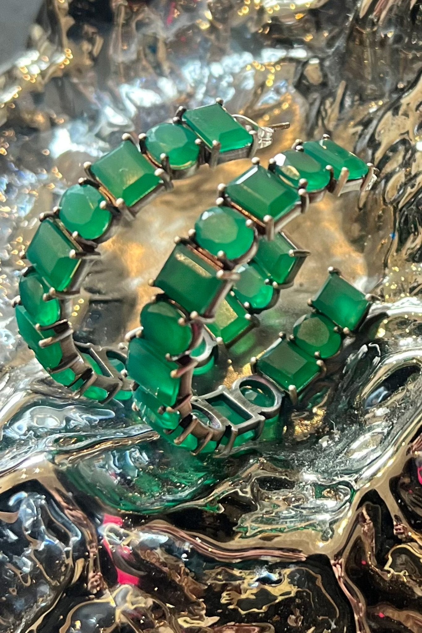 Quarry Hoops in Green Onyx (Silver) SHIPS IN APRIL