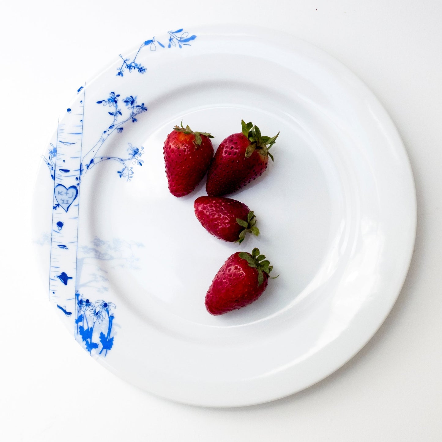 Personalized Birch Dessert Plate Set – Four Seasons Hand-Drawn Design rust designs