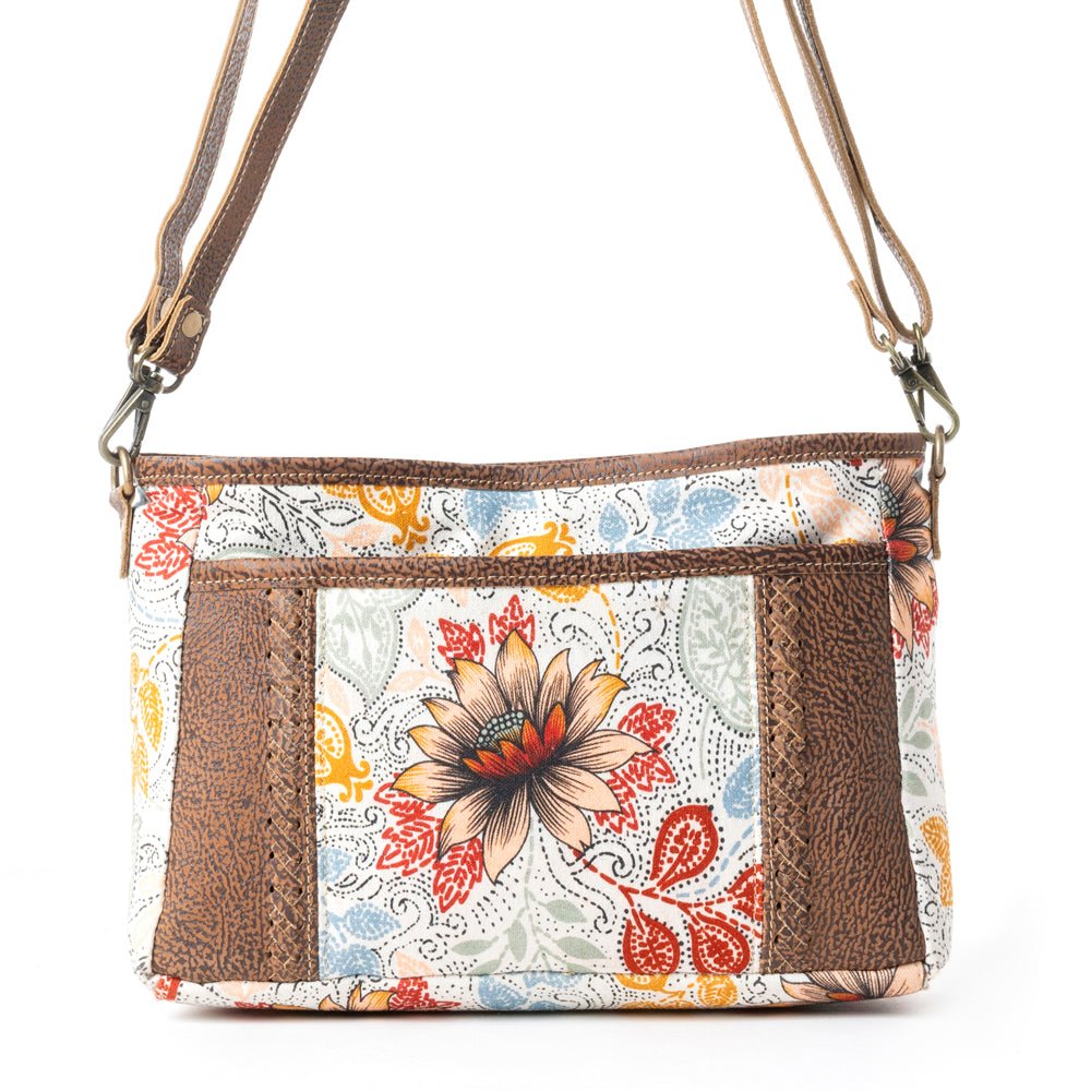 Myra Mesa • Trail Dahlia Floral Printed Canvas Sling Bag - Creative Freedom Collective