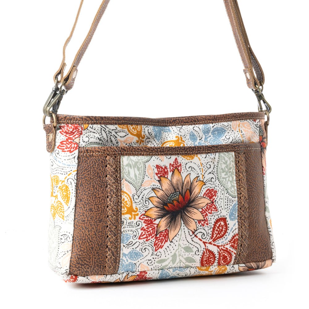 Myra Mesa • Trail Dahlia Floral Printed Canvas Sling Bag - Creative Freedom Collective
