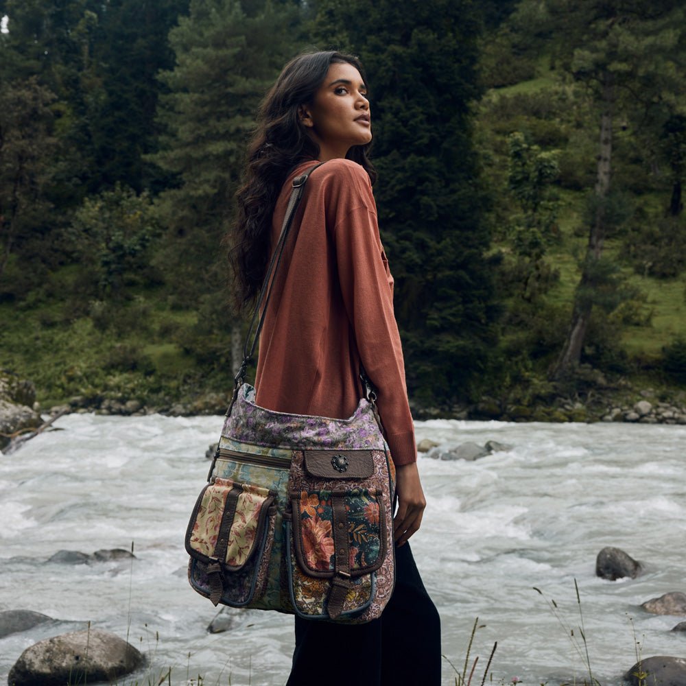 Myra Le Fleur Bel Cowgirl Shoulder Bag - Multi - Floral Print Crossbody with Leather Straps for Everyday Western Flair - Creative Freedom Collective