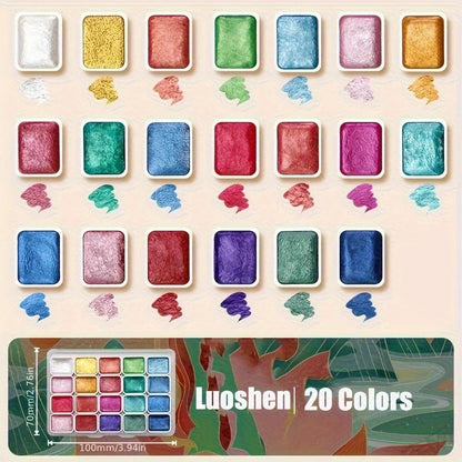 20 colors/box Pearlescent pure color watercolor paint set for sketching painting writing nail wrapping art creation art supplies Creative Freedom Collective