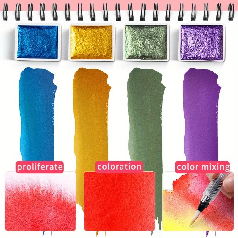 Color Pure Color Watercolor Painting Set Portable Painting Beginner Painting,Art Supplies,School Supplies Creative Freedom Collective