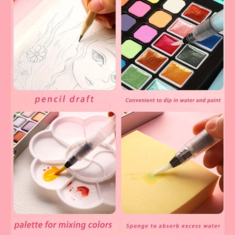 Color Pure Color Watercolor Painting Set Portable Painting Beginner Painting,Art Supplies,School Supplies Creative Freedom Collective