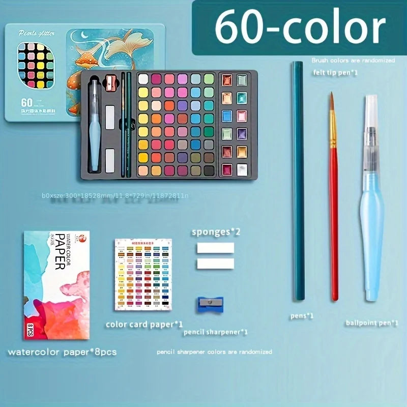Color Pure Color Watercolor Painting Set Portable Painting Beginner Painting,Art Supplies,School Supplies Creative Freedom Collective
