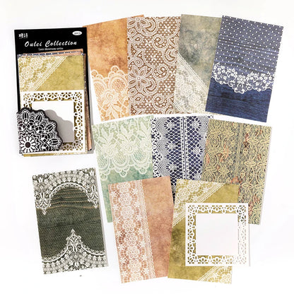 30sheets Lace Material Paper Junk Journal Decor DIY Supplies Scrapbooking Art Collage Aesthetics Stationery Craft Paper