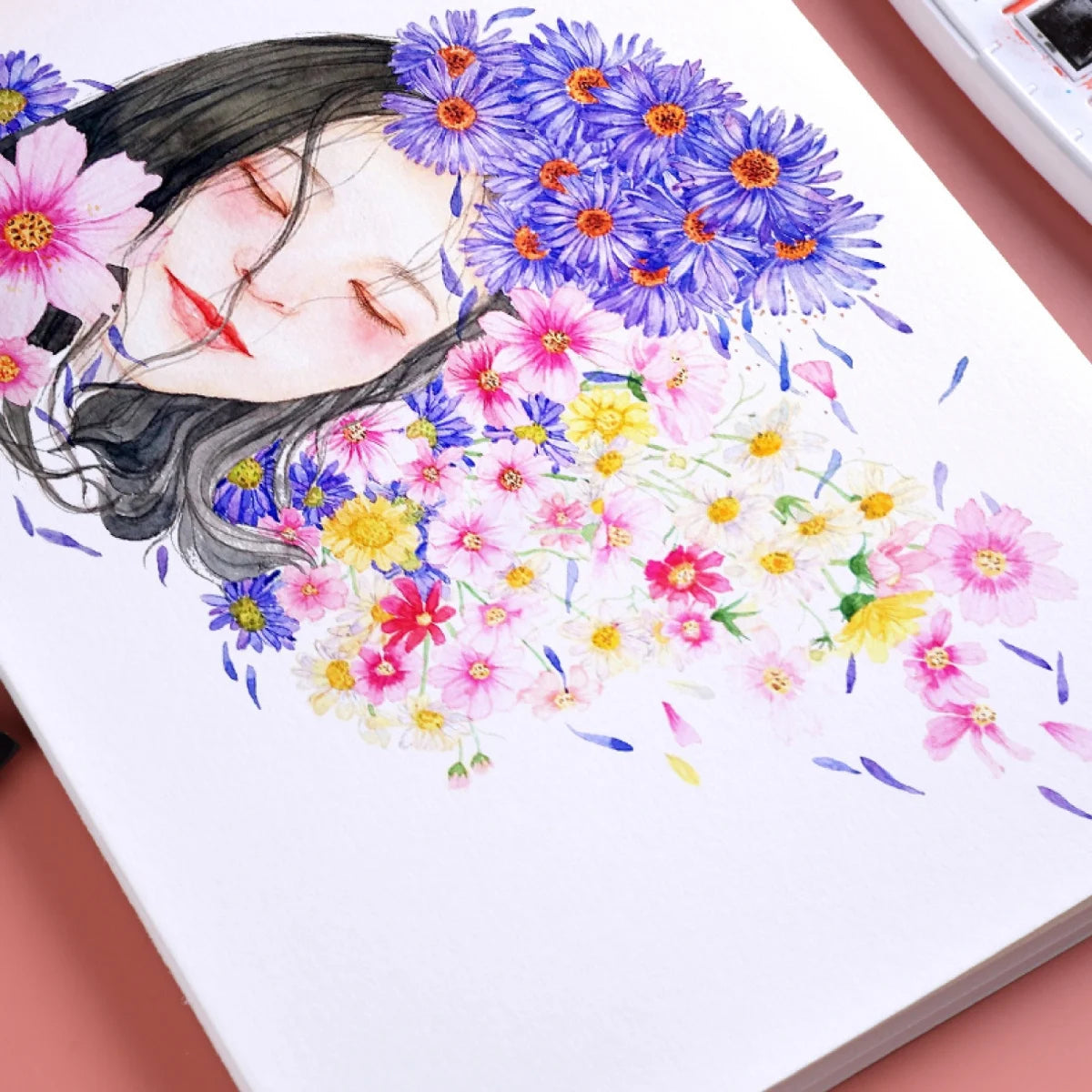 A4 30 Pages Paper Watercolor Book Hand-painted painting Book Fine Lines Water-Solube Color Art Supplies Creative Freedom Collective
