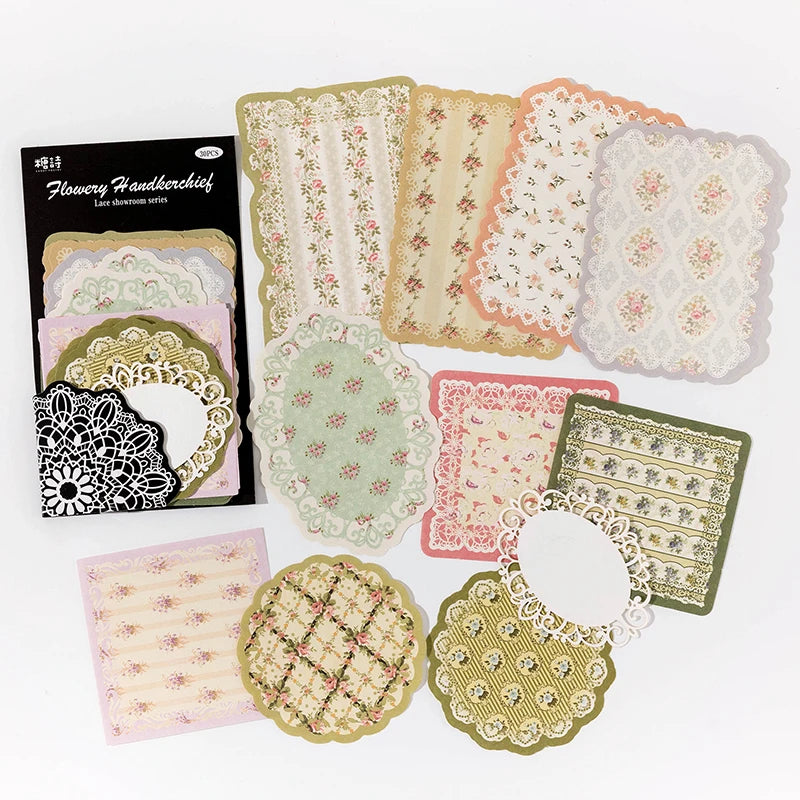 30sheets Lace Material Paper Junk Journal Decor DIY Supplies Scrapbooking Art Collage Aesthetics Stationery Craft Paper