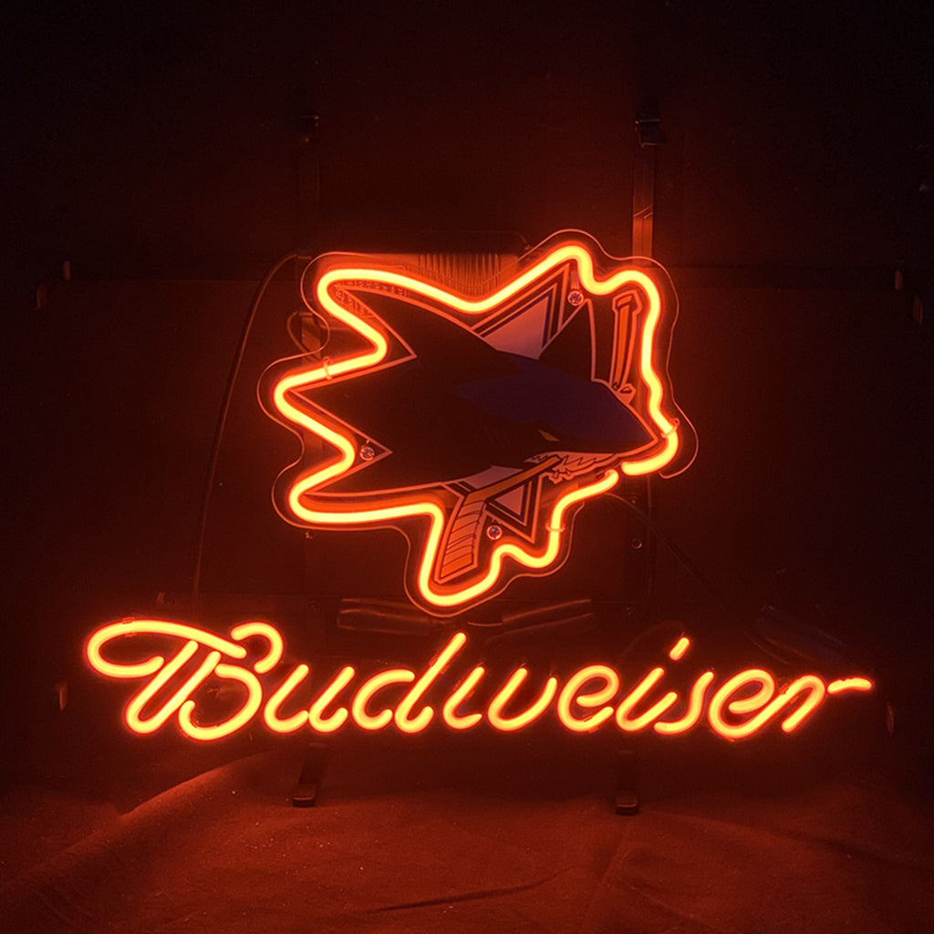 San Jose Sharks Ice Hockey and Budweiser Beer Neon Sign Light Neon Signs Land