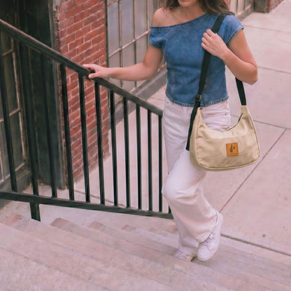 Crossbody Crescent Bag - Canvas Shoulder Bag for Women
