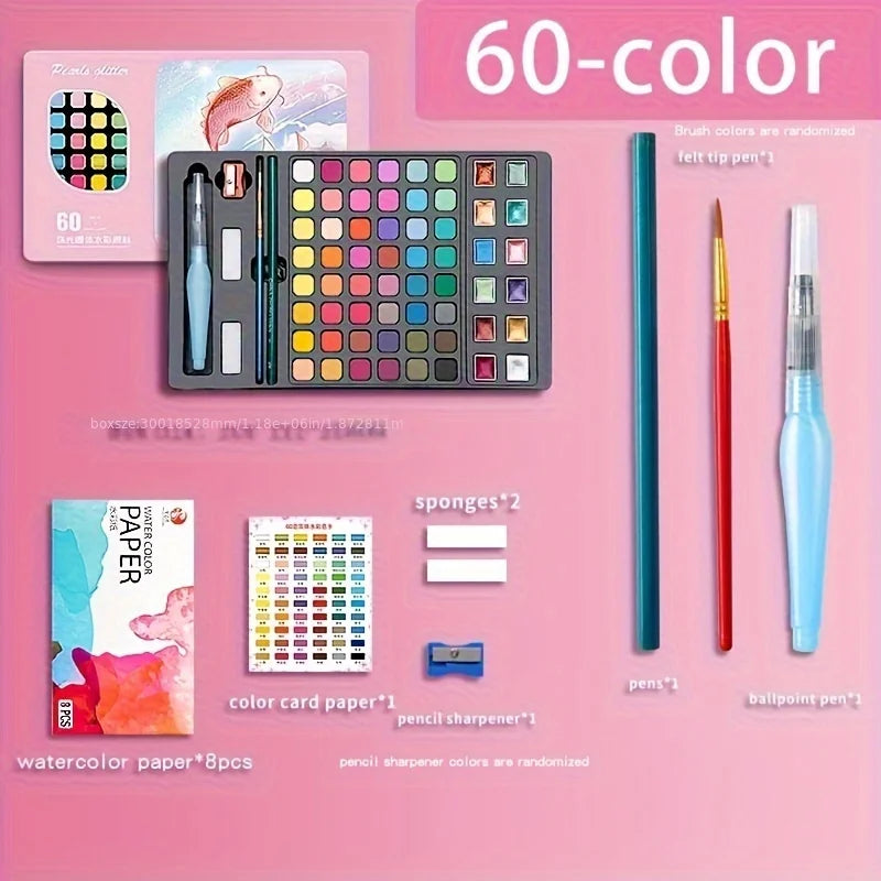 Color Pure Color Watercolor Painting Set Portable Painting Beginner Painting,Art Supplies,School Supplies Creative Freedom Collective