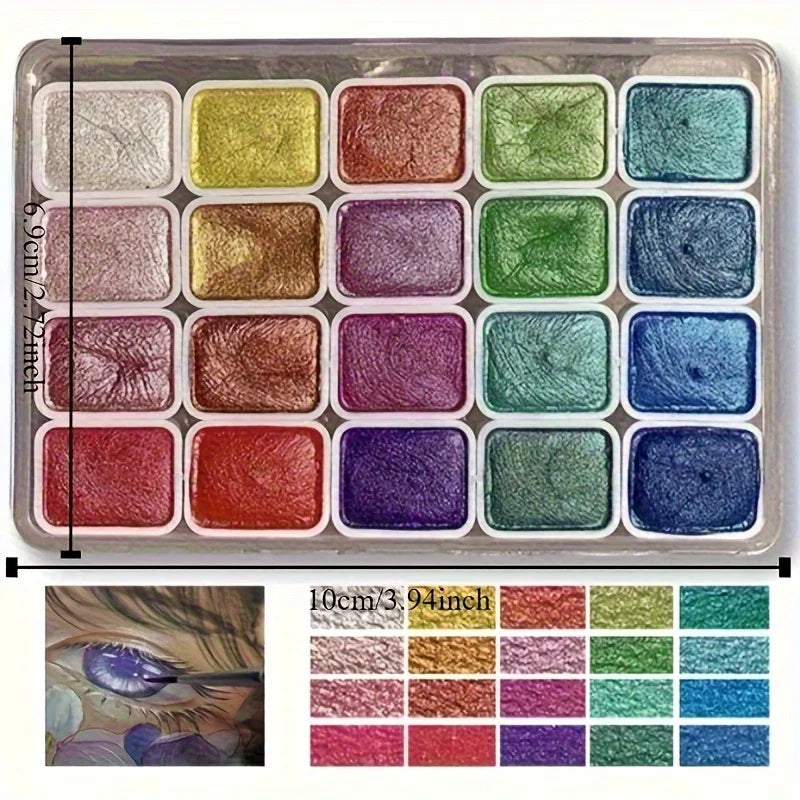 20 colors/box Pearlescent pure color watercolor paint set for sketching painting writing nail wrapping art creation art supplies Creative Freedom Collective
