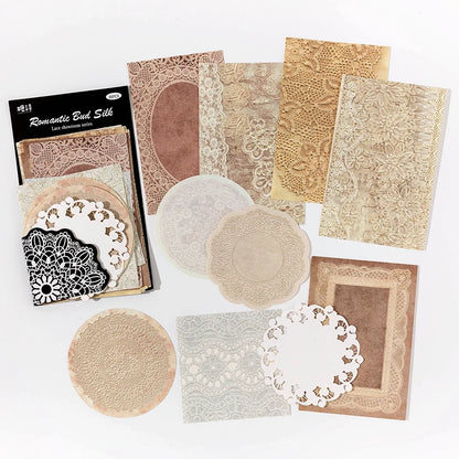 30sheets Lace Material Paper Junk Journal Decor DIY Supplies Scrapbooking Art Collage Aesthetics Stationery Craft Paper