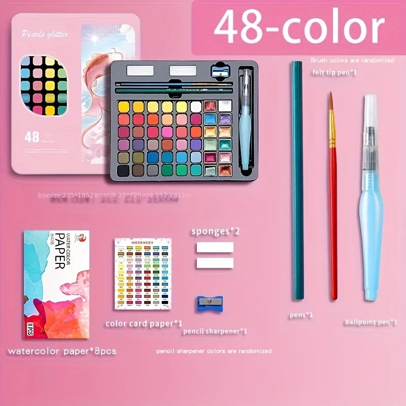 Color Pure Color Watercolor Painting Set Portable Painting Beginner Painting,Art Supplies,School Supplies Creative Freedom Collective