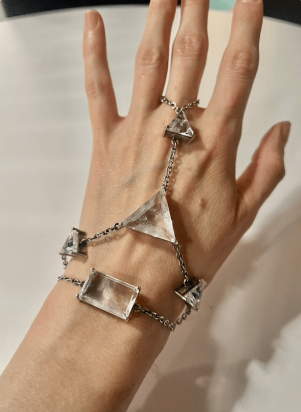 Hand Chain in Striated Crystal (Silver) SHIPS IN APRIL