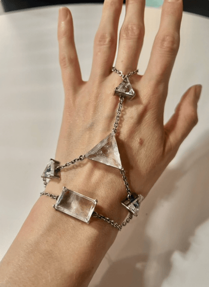 Hand Chain in Striated Crystal (Silver) SHIPS IN APRIL