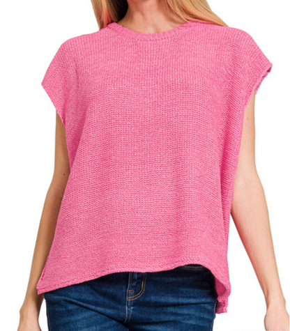 Candy Pink - Crew Neck Sweater Vest