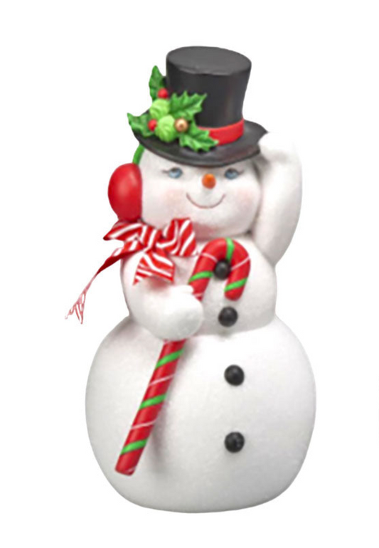 12" Jolly Snowman w/ Candy Cane by December Diamonds Quirks!