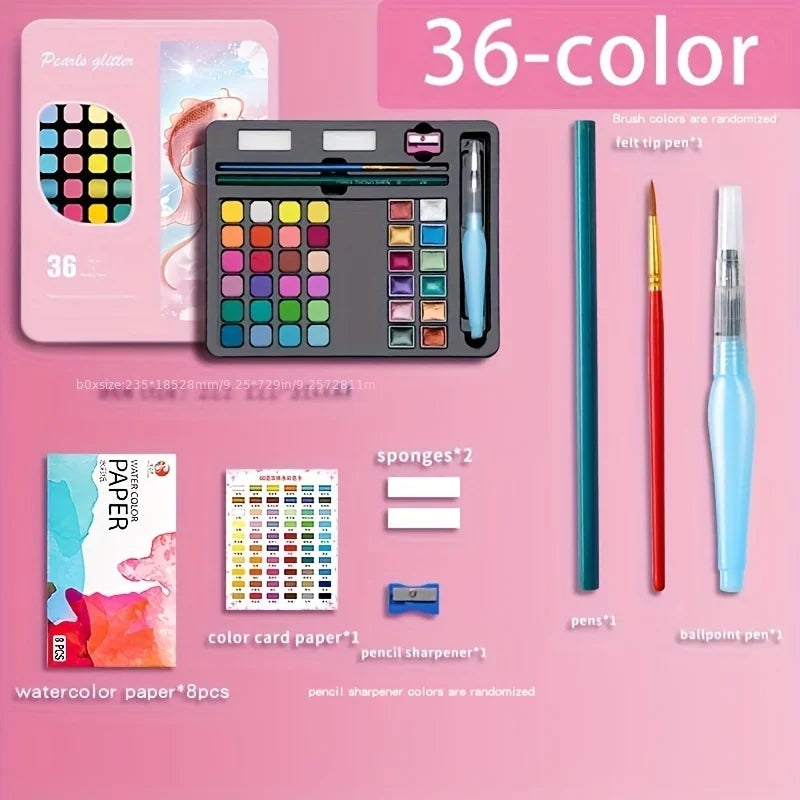 Color Pure Color Watercolor Painting Set Portable Painting Beginner Painting,Art Supplies,School Supplies Creative Freedom Collective