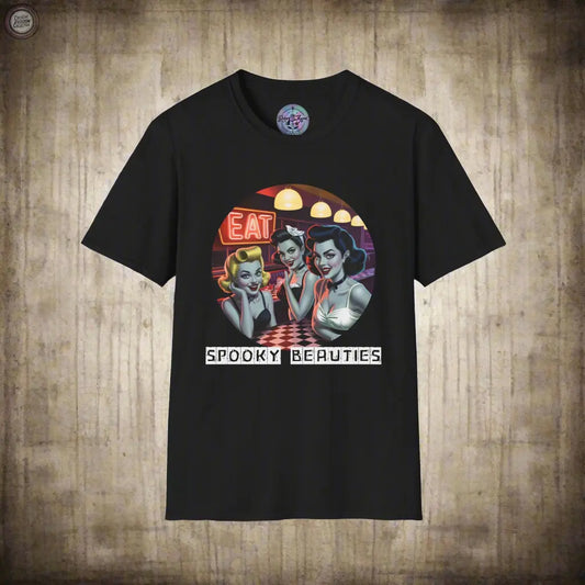 Spooky Beauties EAT Diner Pin-ups | Vintage Aesthetic Tee Rose Meow