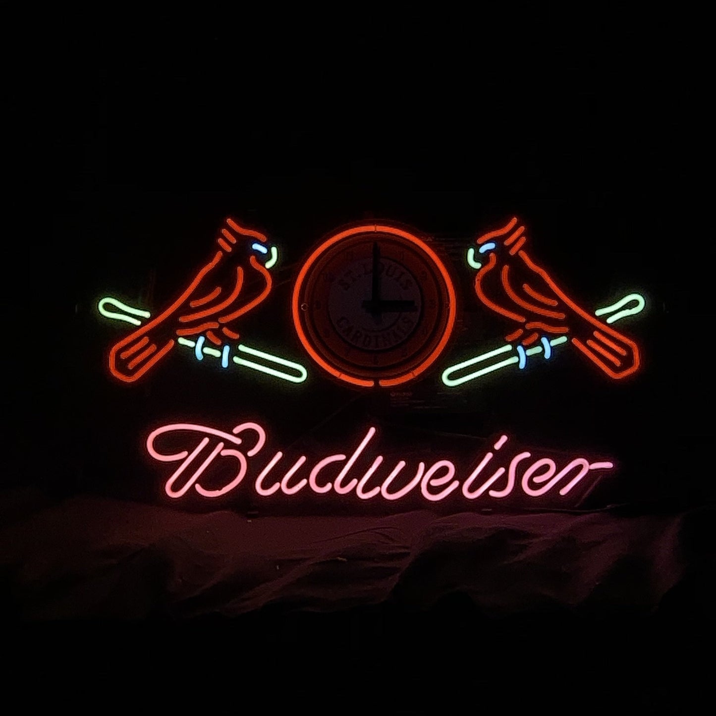 St. Louis Cardinals with Clock Budweiser Neon Signs Light Neon Signs Land