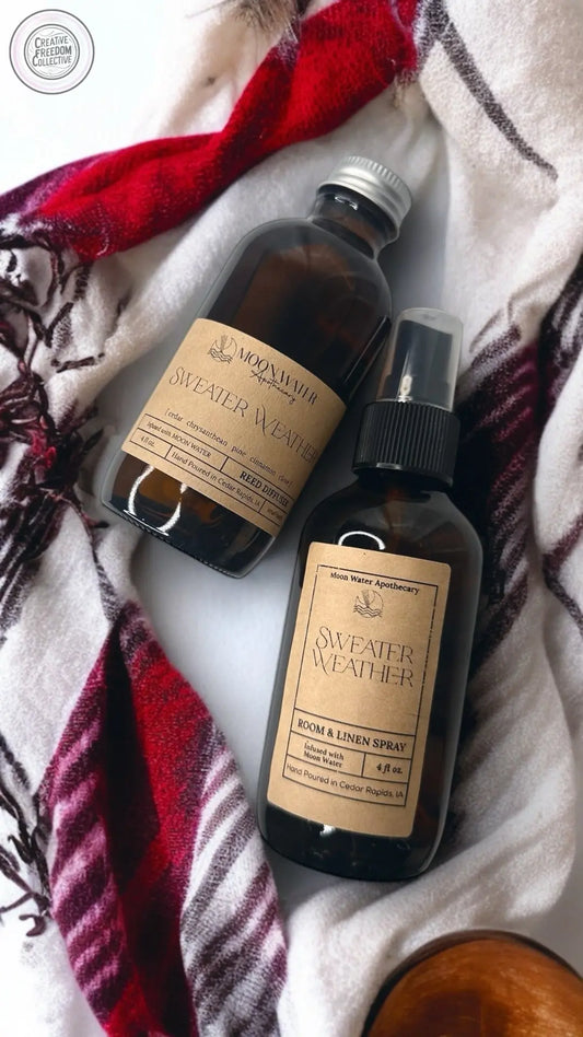 Sweater Weather - ROOM SPRAY & REED DIFFUSER, ROOM SPRAY & REED DIFFUSER Sweater Weather – Cinnamon & Autumn Leaves Scent Moon Water Apothecary